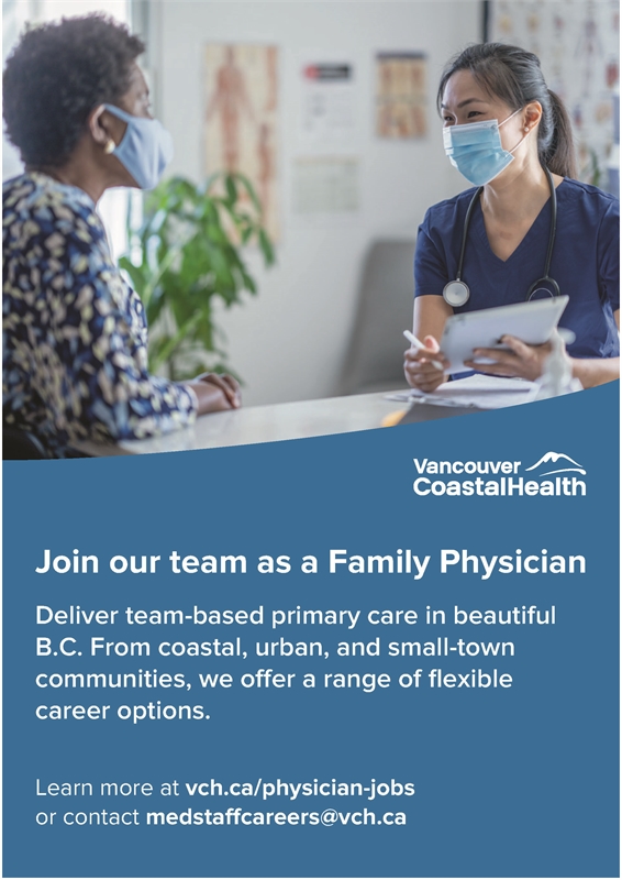 Display ad for Vancouver Coastal Health Advertising for Family Physician Job Openings